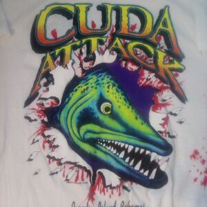 Deadstock Vintage Cuda Attack Barracuda Bahamas Novelty T-Shirt
